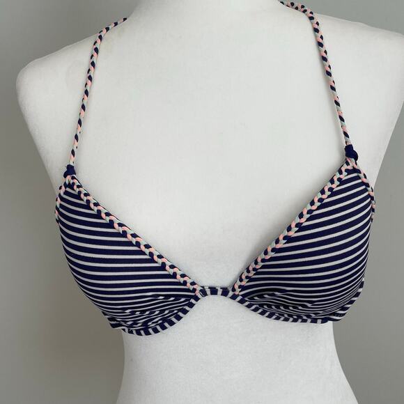 Victoria's Secret The Fabulous Striped Halter Bikini Top 34B - Picture 1 of 9